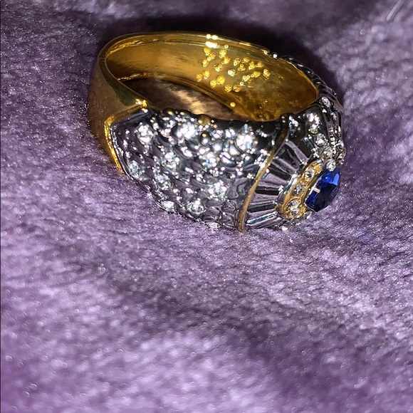 🧿SOLD!!!🧿 NWT Mens Two-Tone Sapphire Ring 10 - Picture 7 of 8